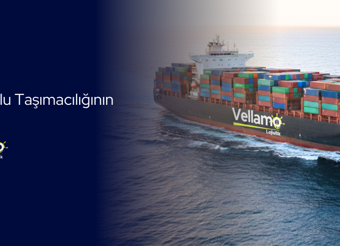Denizyolu taşımacılığının önemini anlatan Vellamo Lojistik konteyner gemisi görseli
