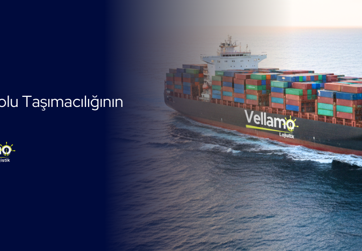 Denizyolu taşımacılığının önemini anlatan Vellamo Lojistik konteyner gemisi görseli